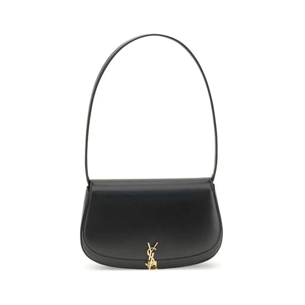 Saint Laurent Voltaire Mini Black Calfskin Crescent Shoulder Bag with Bronze Hardware Saint Laurent