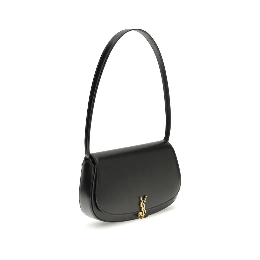 Saint Laurent Voltaire Mini Black Calfskin Crescent Shoulder Bag with Bronze Hardware Saint Laurent