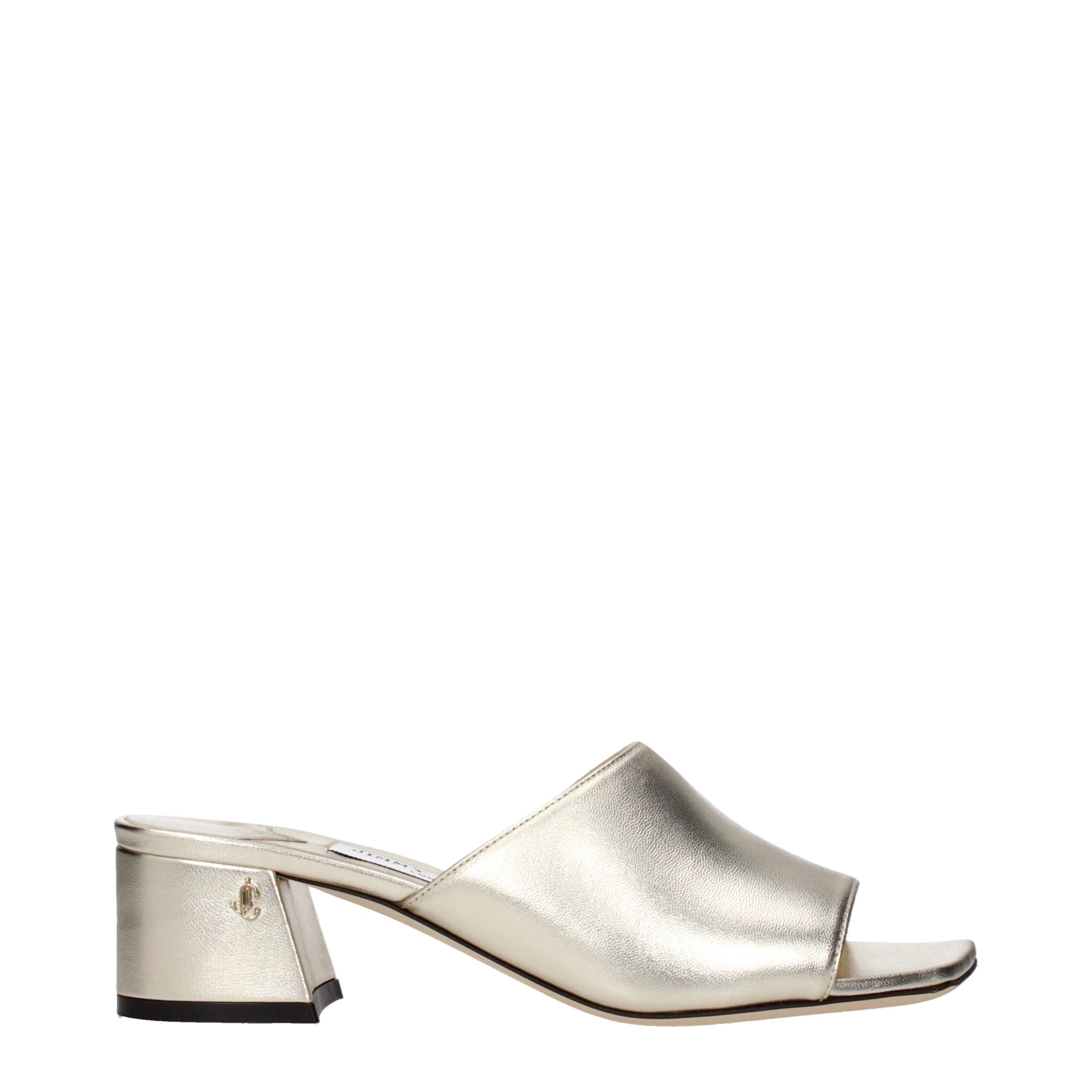 Jimmy Choo Gold Leather Skyla H Mule 45