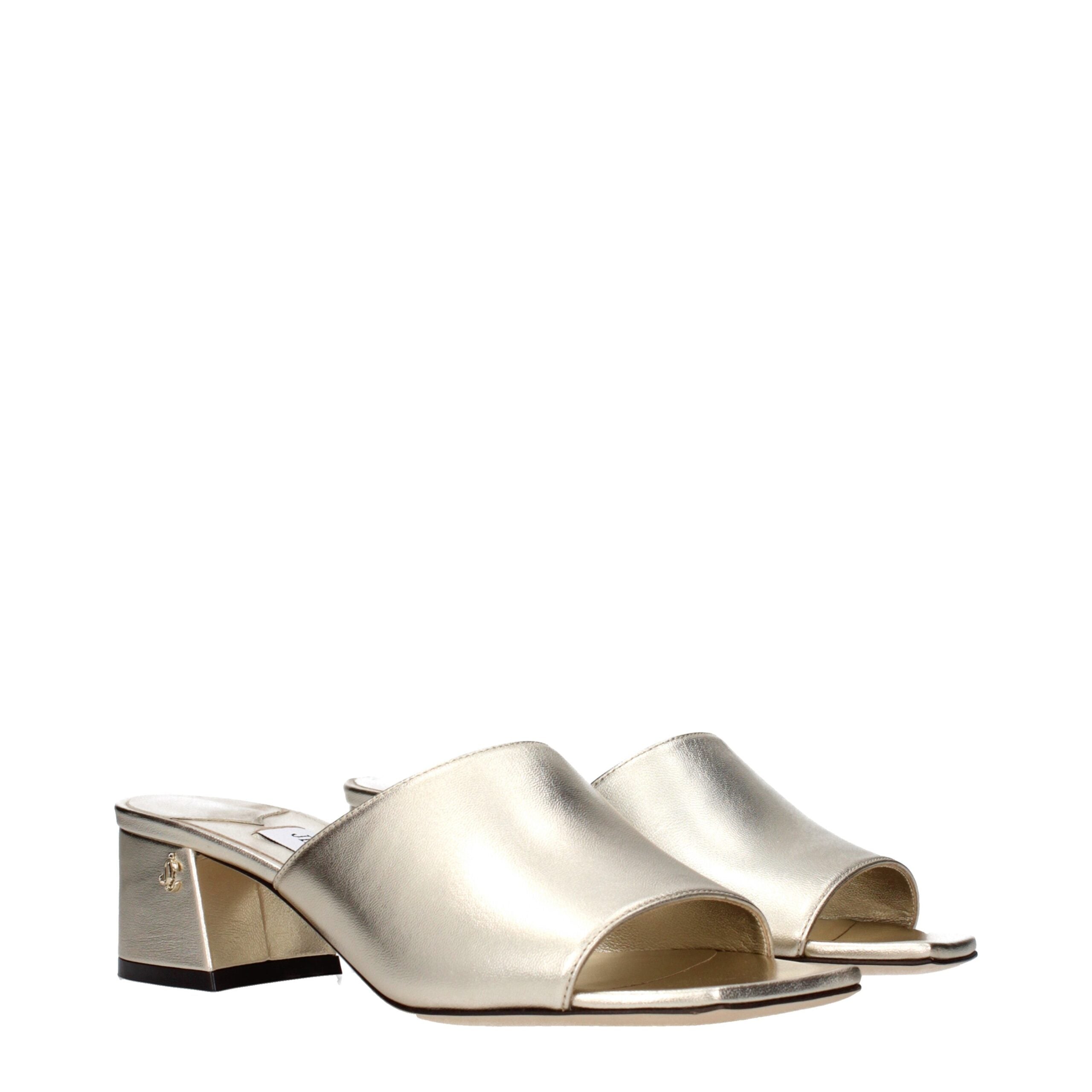 Jimmy Choo Gold Leather Skyla H Mule 45