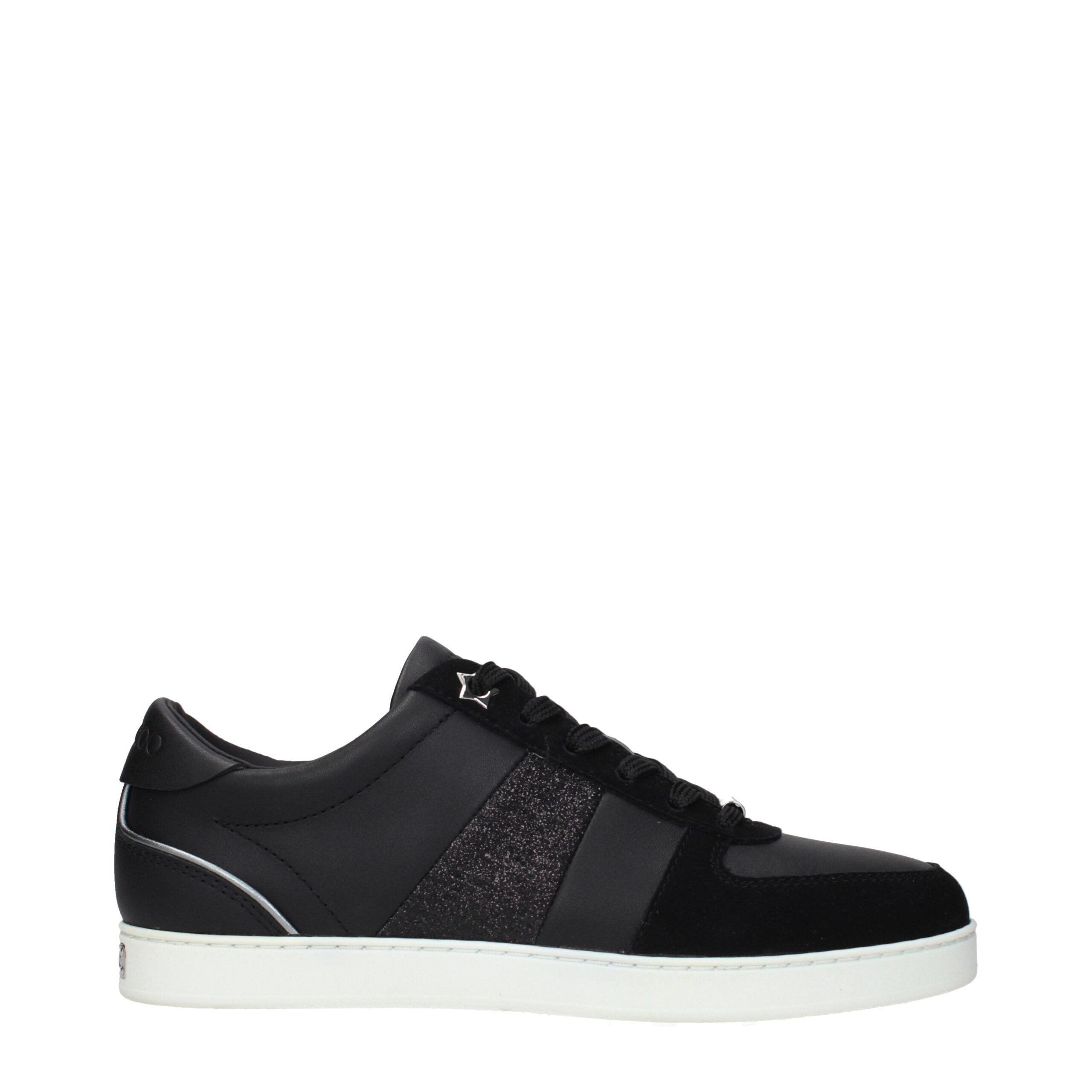 Jimmy Choo Teri Black Leather Low-Top Sneakers with Logo Details