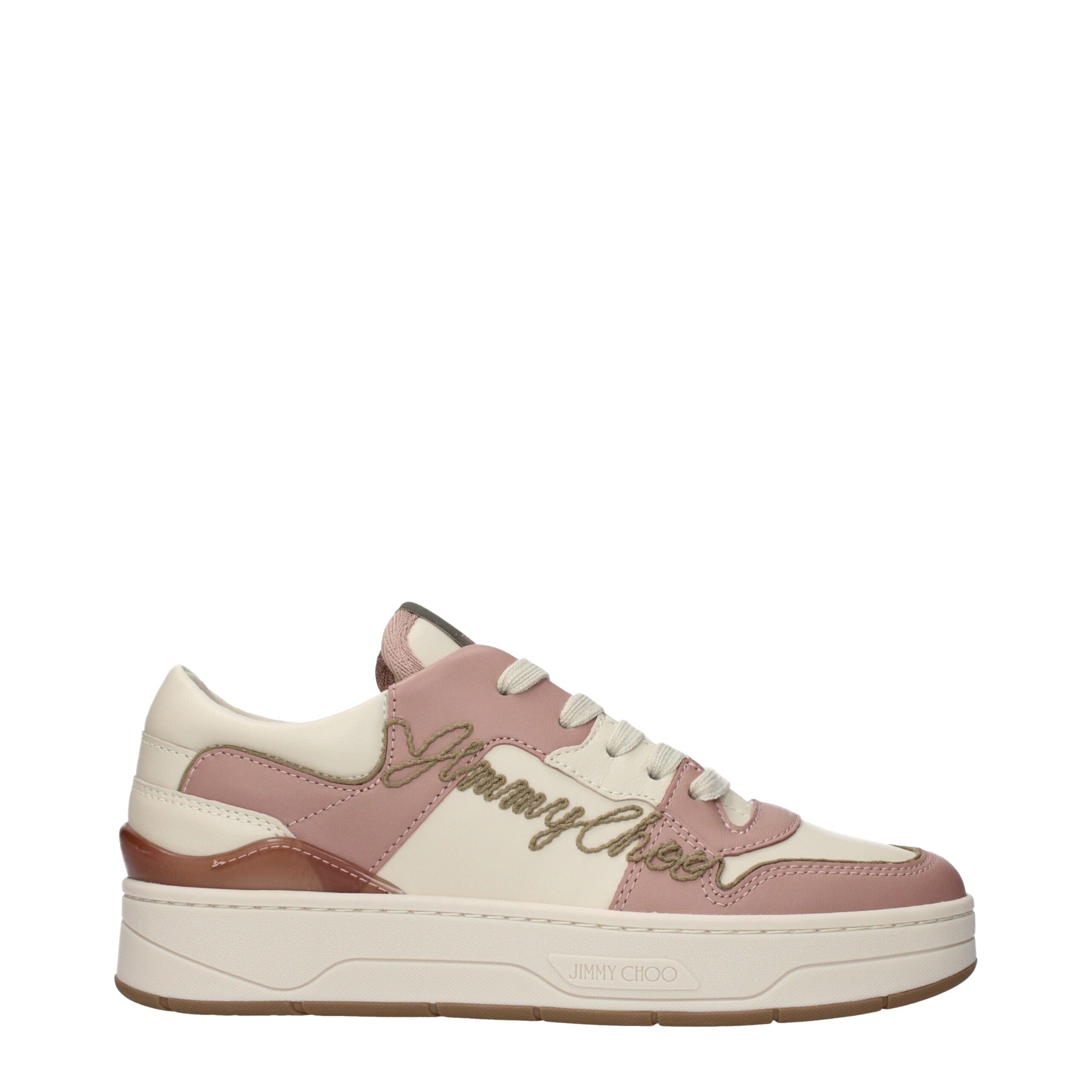 Jimmy Choo Florent Sneakers Roze/Kaki – Leer & Luxe Comfort