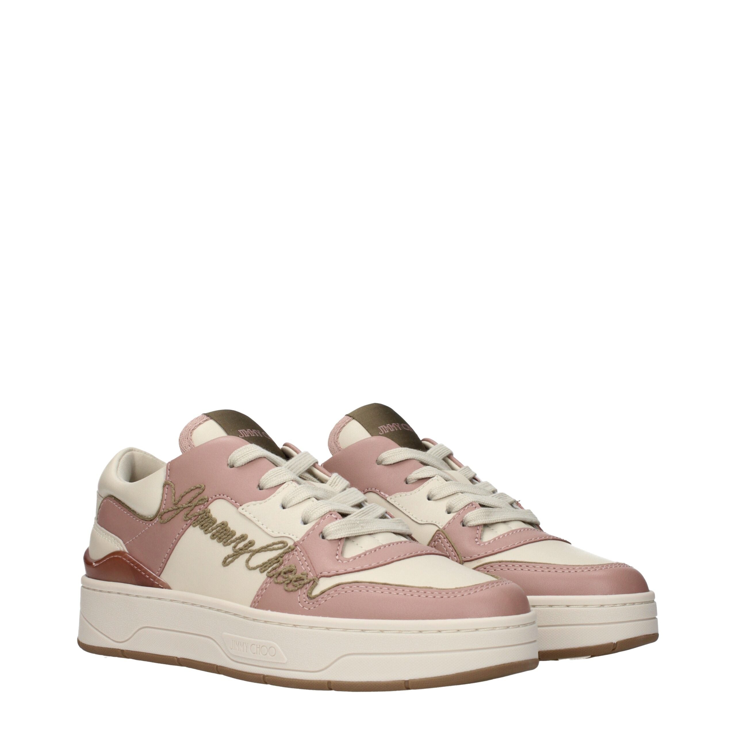 Jimmy Choo Florent Sneakers Roze/Kaki – Leer & Luxe Comfort