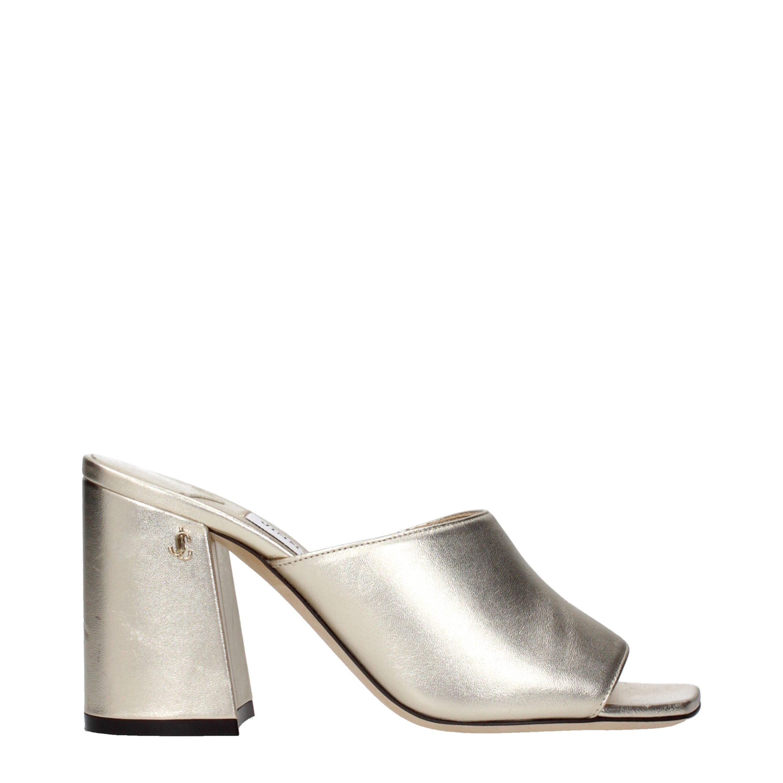 Jimmy Choo Gold Leather Skyla H Mule 85