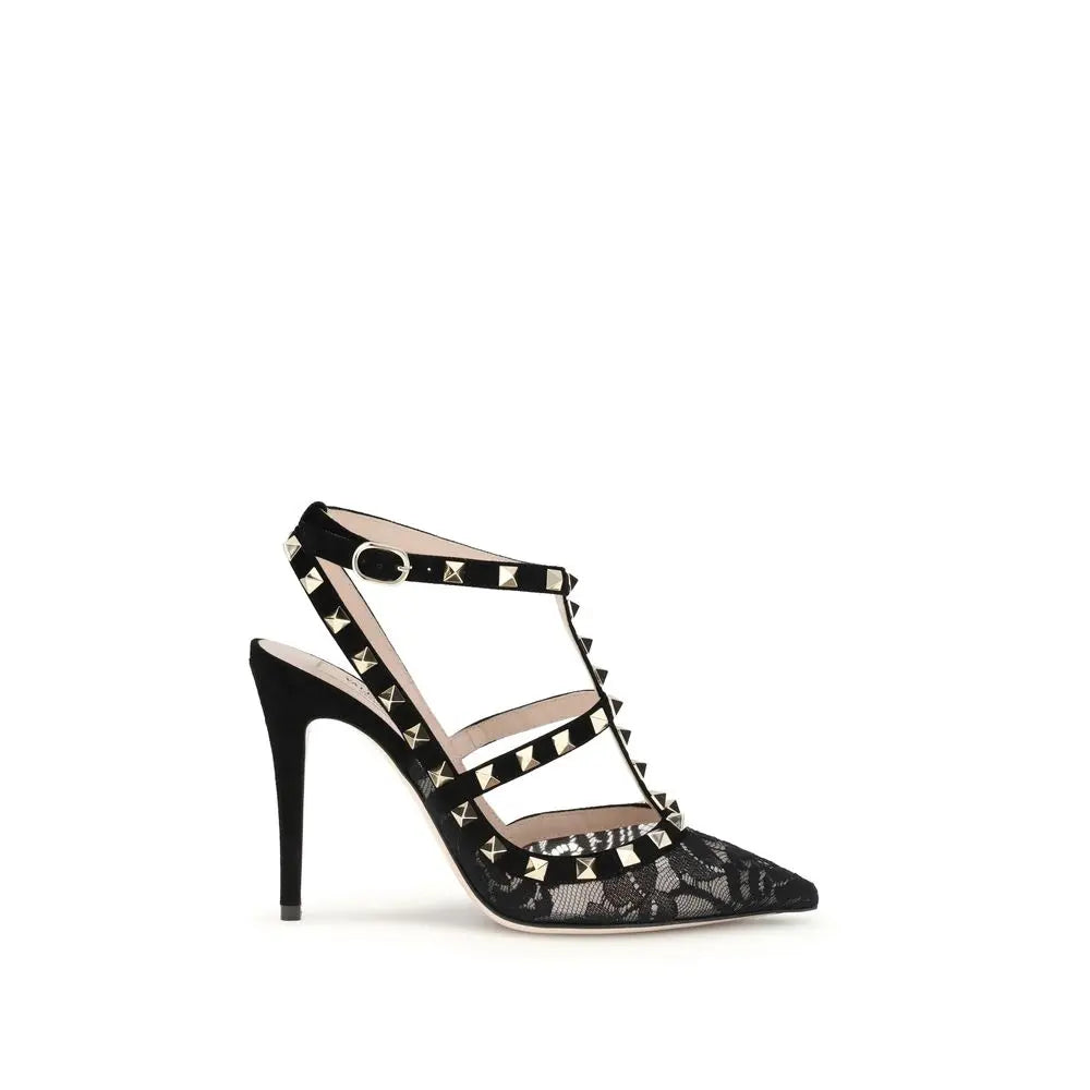 Valentino Garavani Rockstud 100 Lace Pumps – Zwart Valentino Garavani