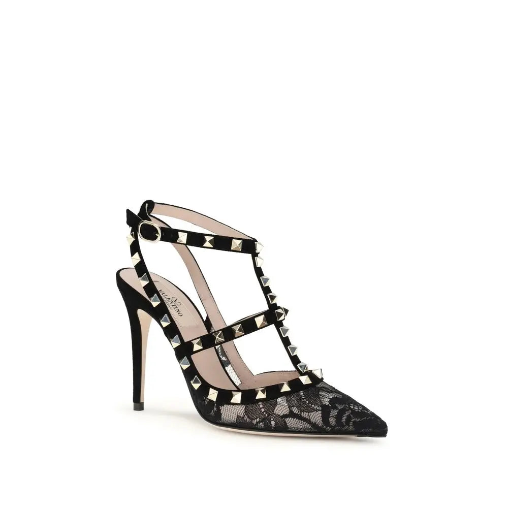 Valentino Garavani Rockstud 100 Lace Pumps – Zwart Valentino Garavani
