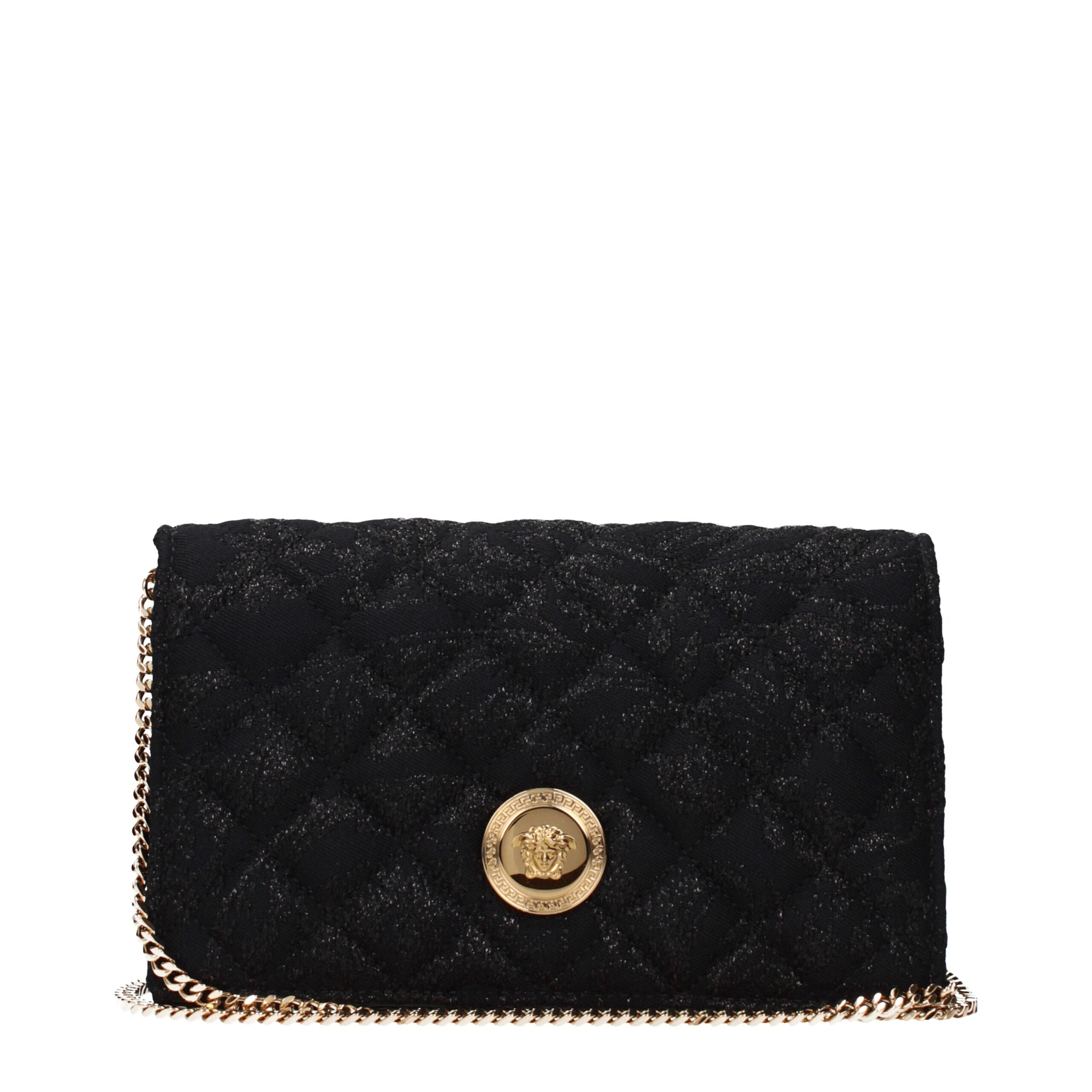 Versace La Medusa Quilted Clutch Bag – Zwart Jacquard met Gouden Medusa