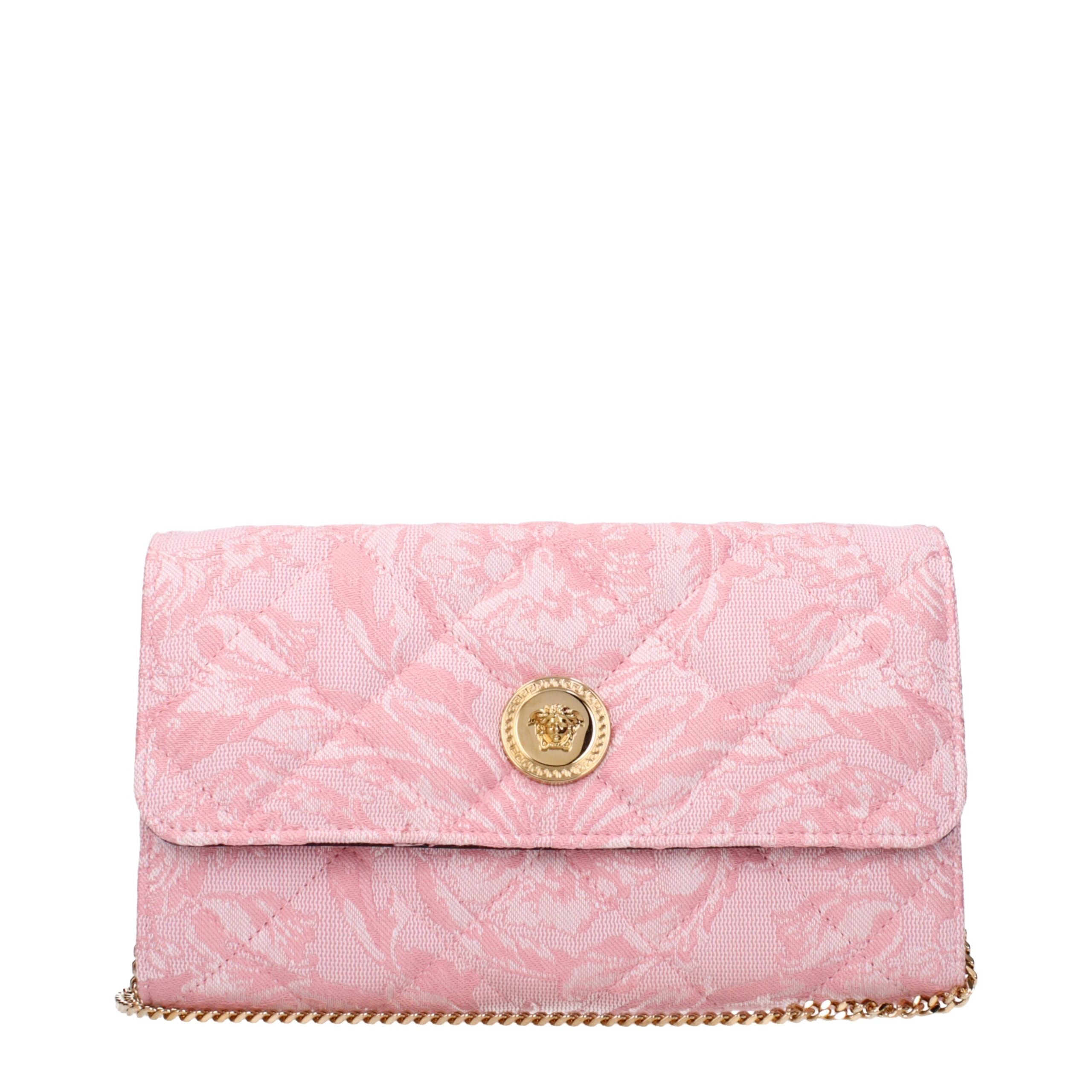 Versace La Medusa Quilted Clutch Bag – Roze Jacquard met Gouden Ketting