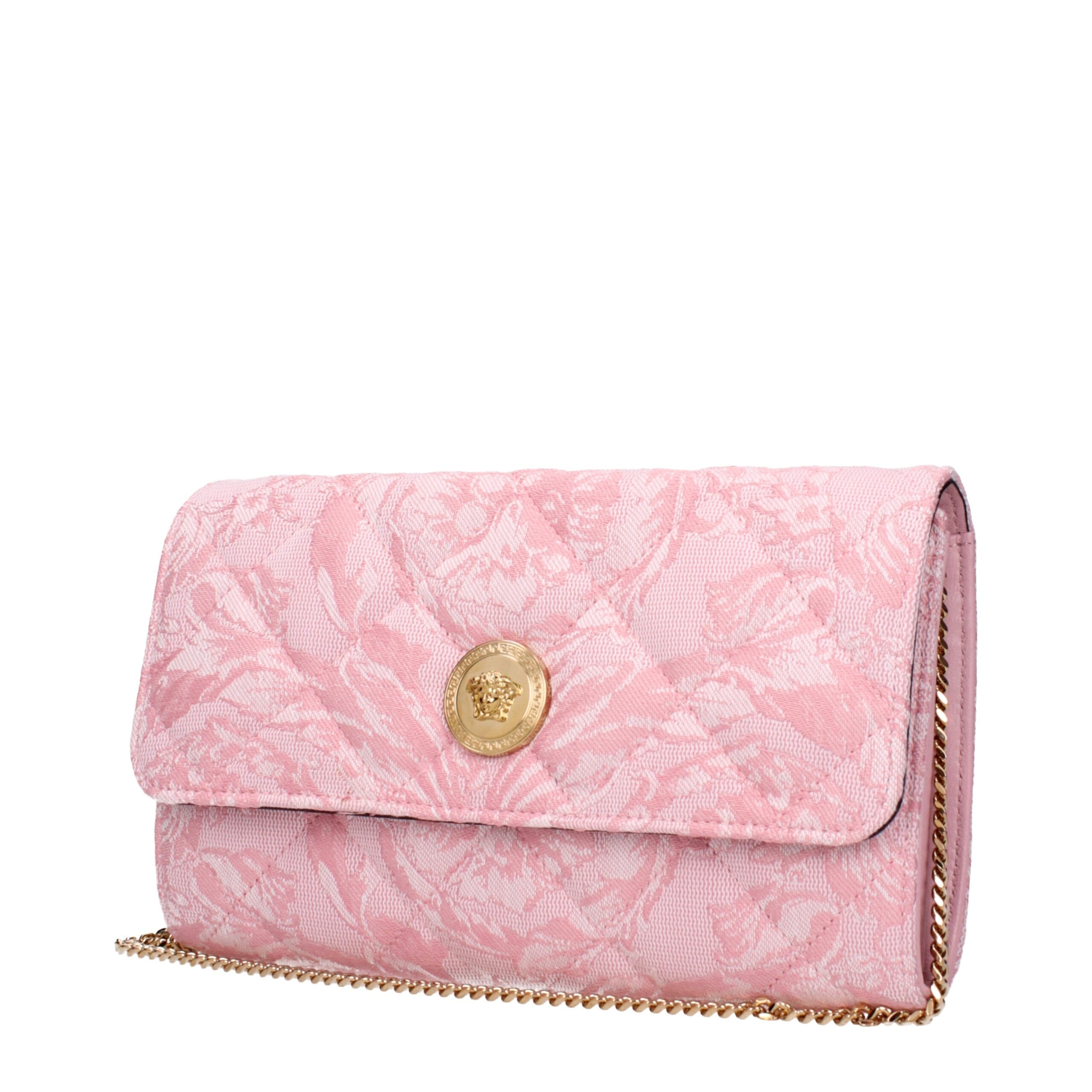 Versace La Medusa Quilted Clutch Bag – Roze Jacquard met Gouden Ketting