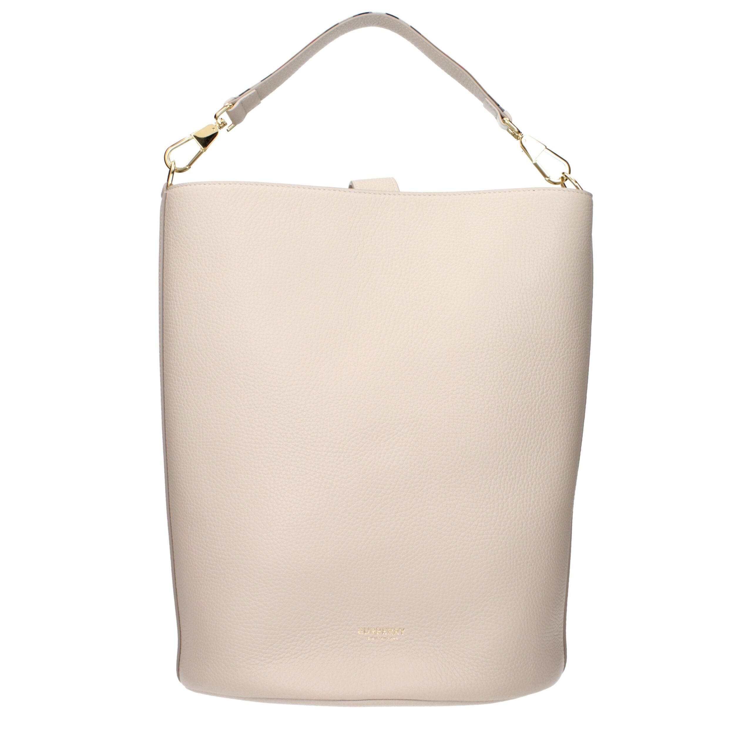 Burberry Monogram Motif Bucket Bag – Beige Kalfsleer met Goudkleurige Accenten