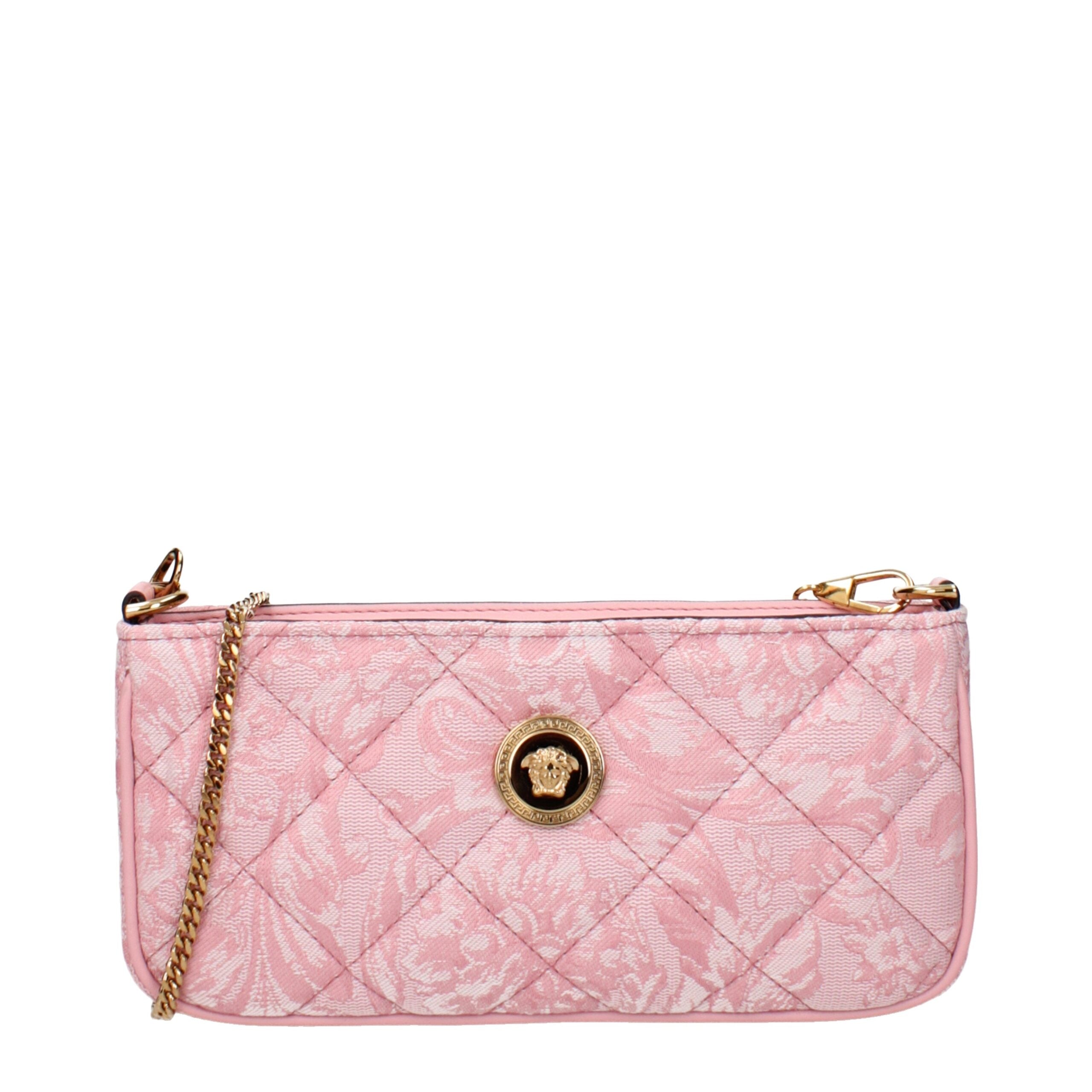 Versace Pink Fabric Crossbody Bag with Removable Strap