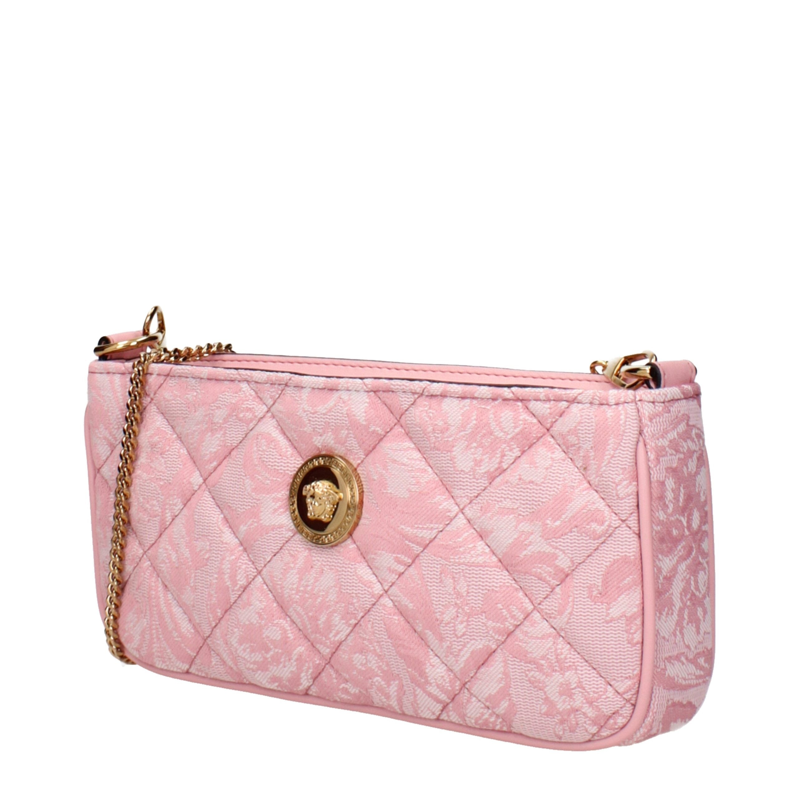 Versace Pink Fabric Crossbody Bag with Removable Strap