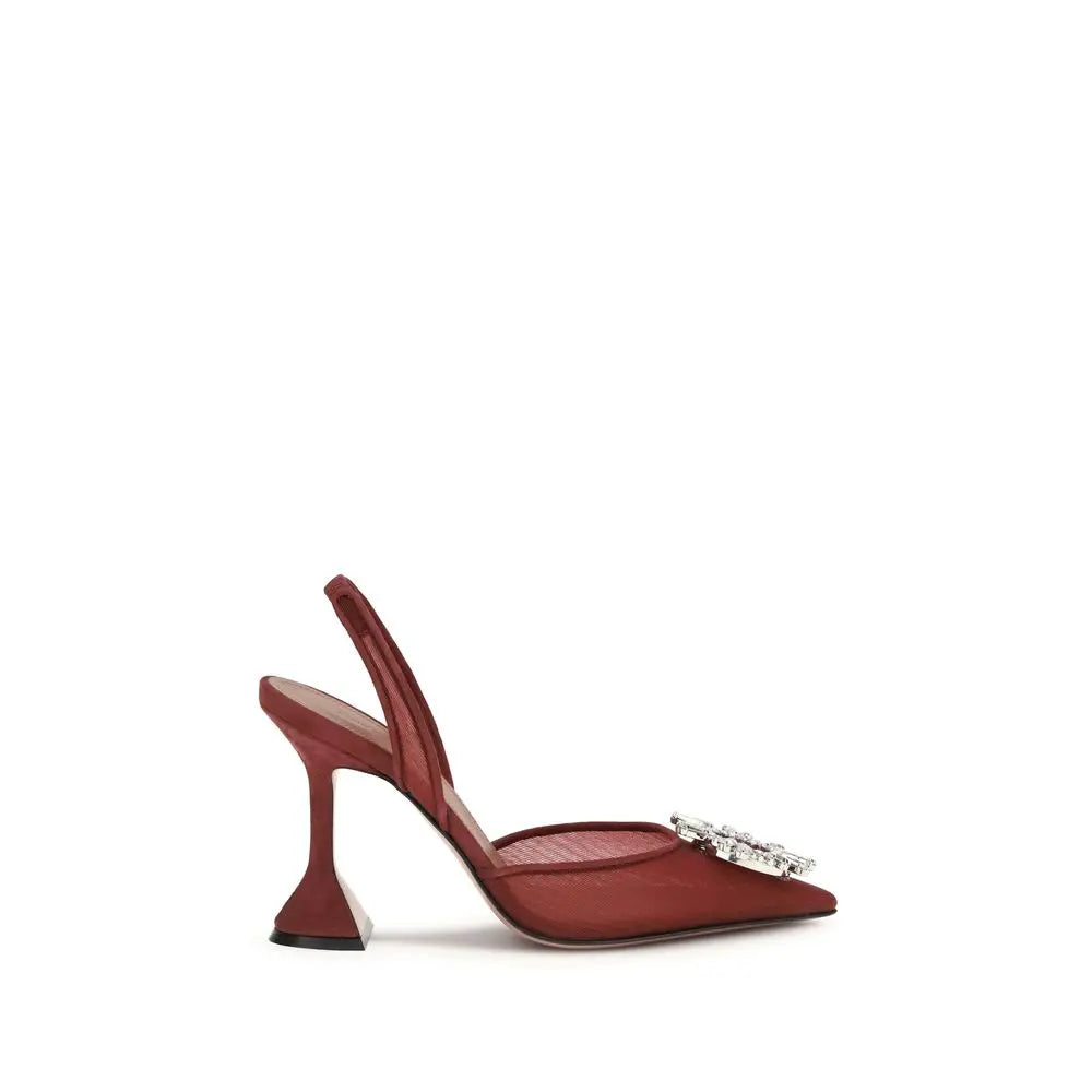 Amina Muaddi Begum Slingback Pumps – Bordeaux met Kristallen Ornament Amina Muaddi