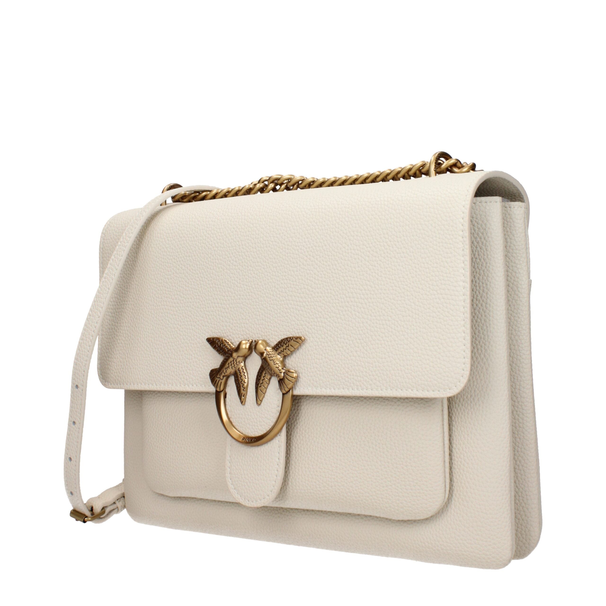 Pinko Love Classic Icon Simply Crossbody Bag – Beige met Goudkleurige Hardware