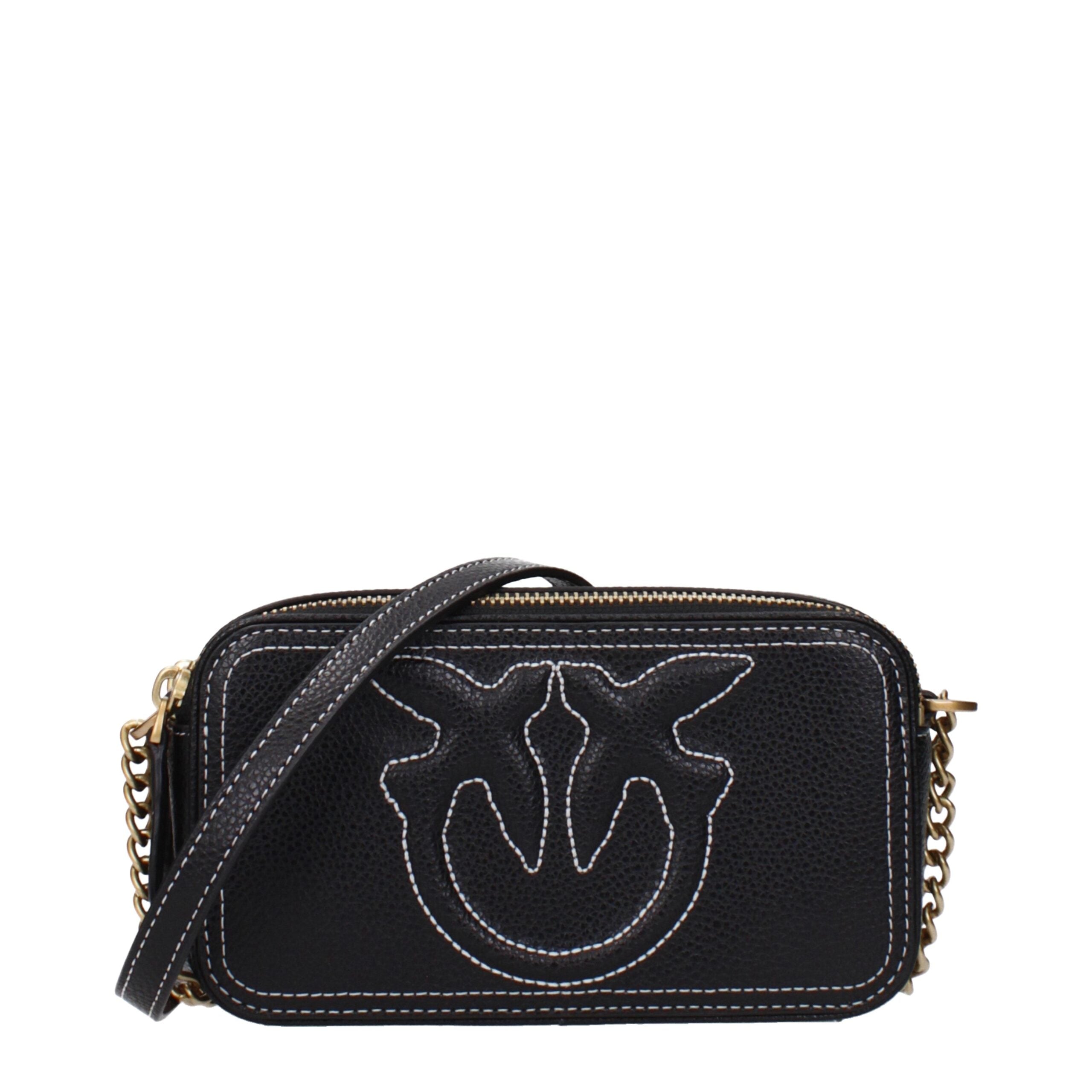 Pinko Love Mini Crossbody Bag – Zwart met Goudkleurige Hardware
