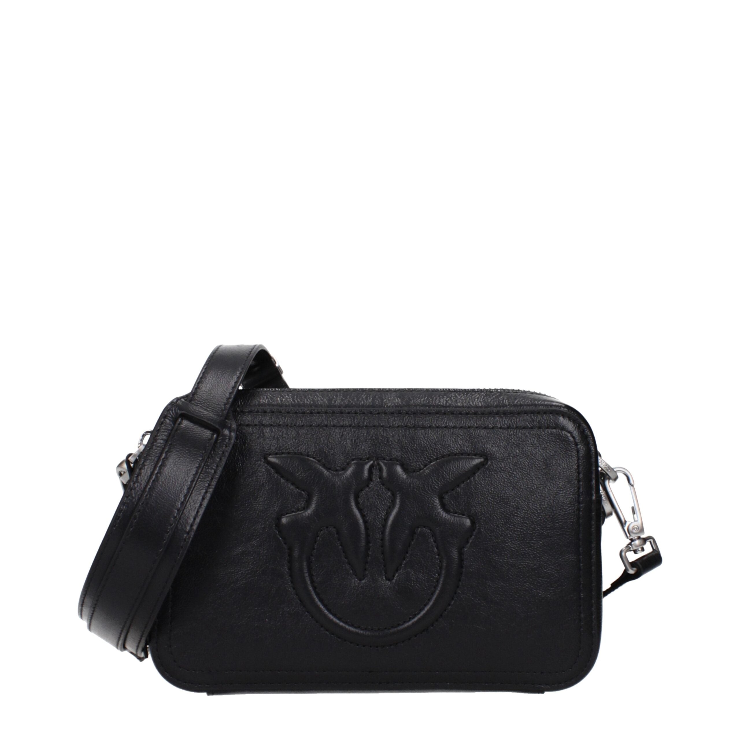 Pinko Zwarte Leren Crossbody Bag met Logo