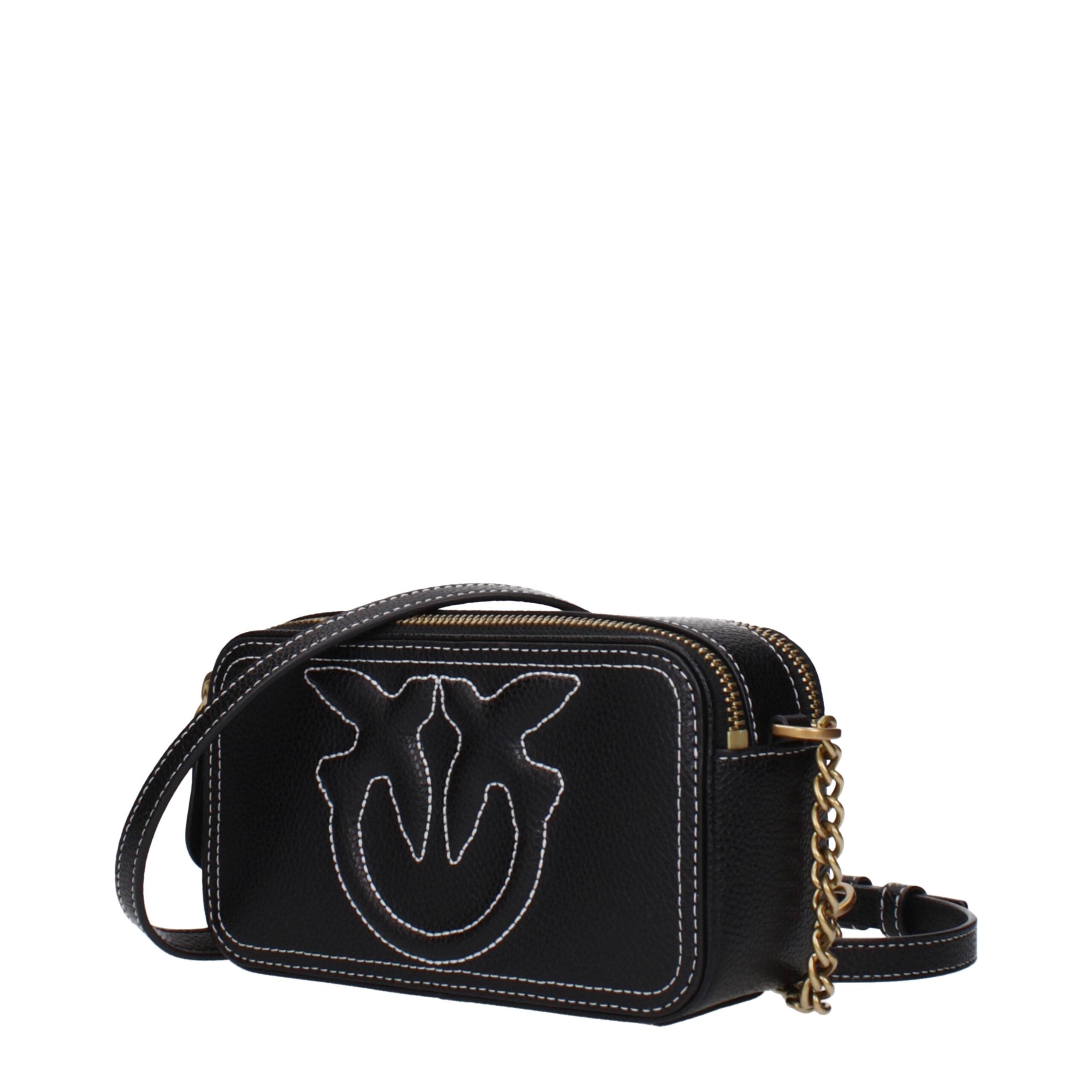 Pinko Love Mini Crossbody Bag – Zwart met Goudkleurige Hardware