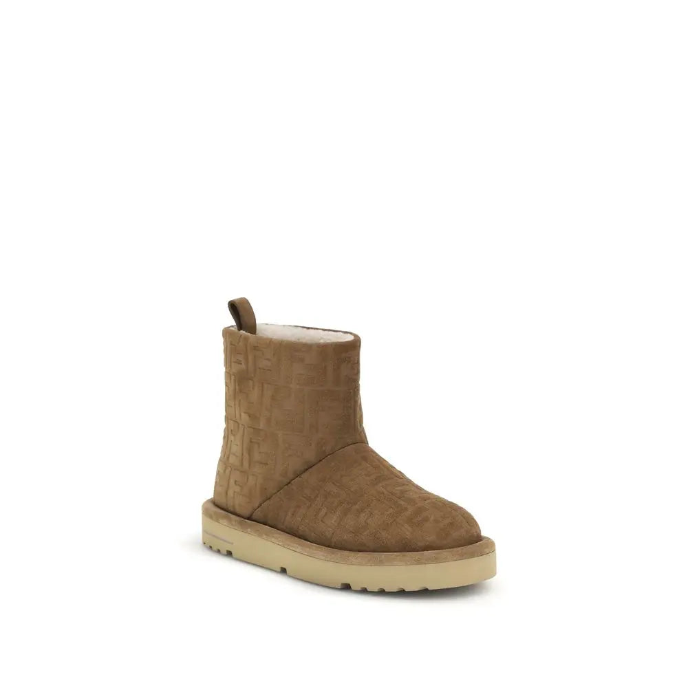 Fendi Suede Leather Ankle Boots in Bruin met FF Motief | Maison Martin Fendi