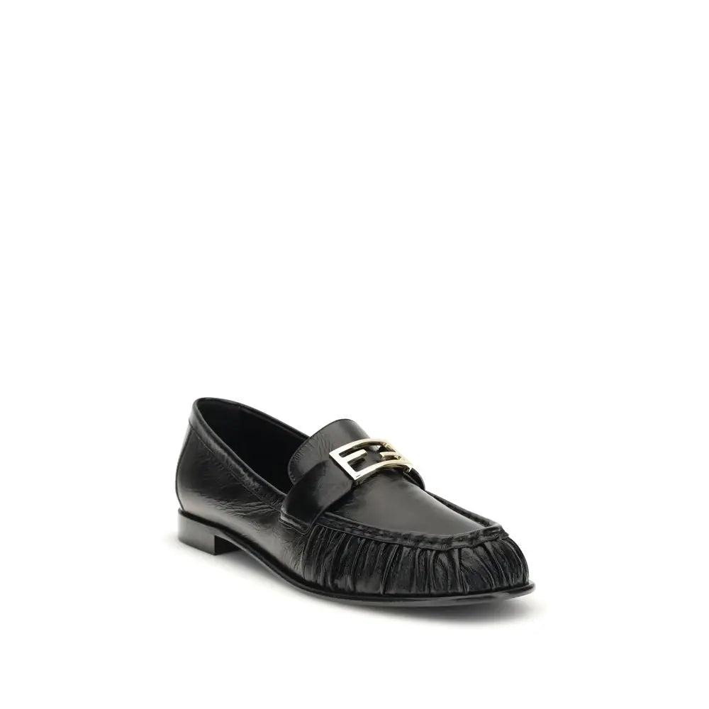 Fendi Nappa Baguette Loafers in Zwart met Metalen FF Detail | Maison Martin Fendi