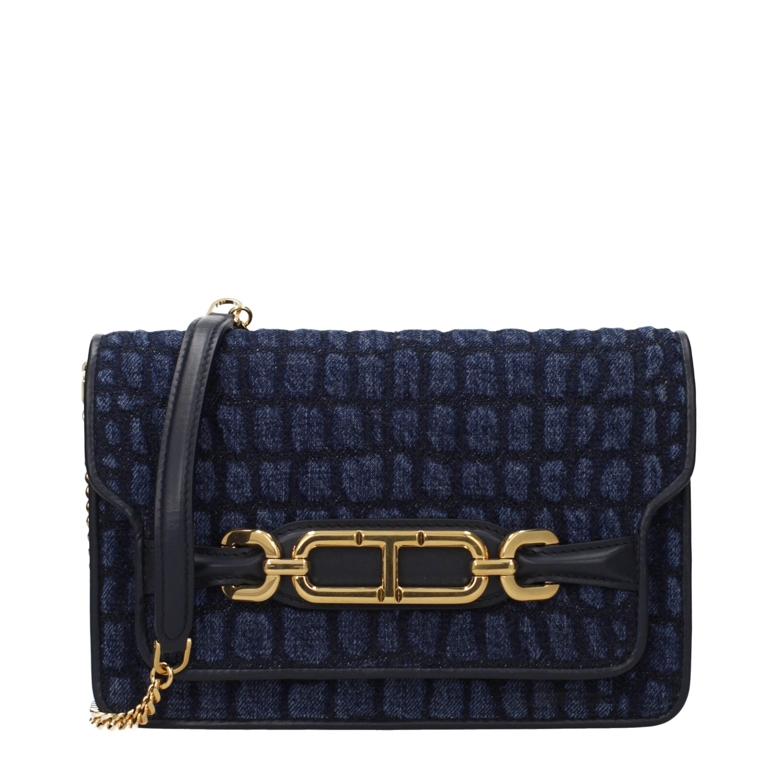 Tom Ford Blue Fabric Clutch – Rich Textures & Signature Gold Detailing