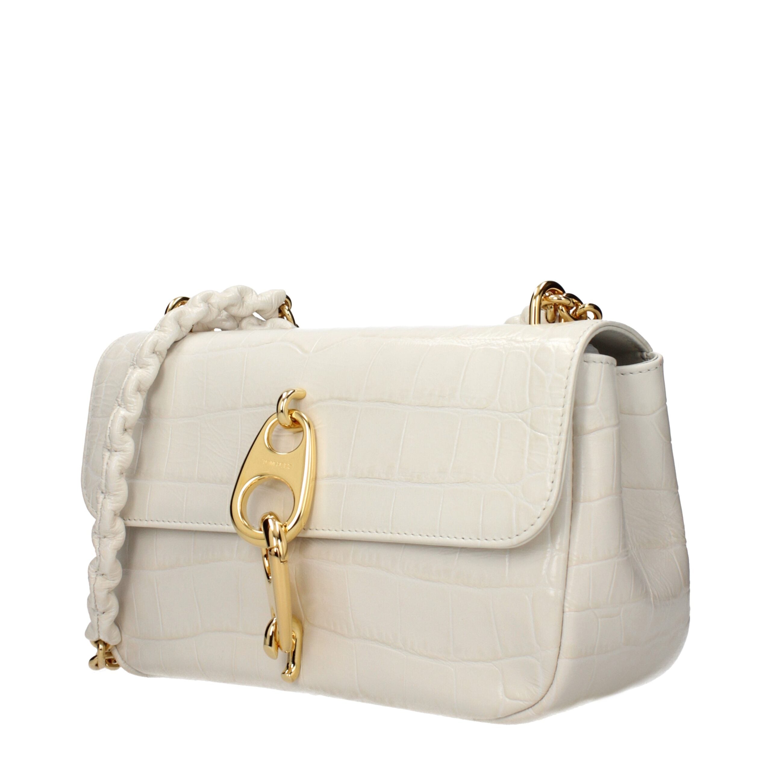 Tom Ford White Leather Shoulder Bag – Sculptural Purity with Iconic Gold Hardware