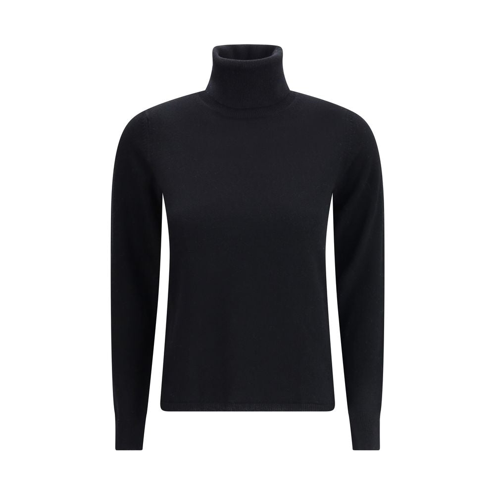 Max Mara Studio Black Wool-Cashmere Slim Turtleneck Sweater