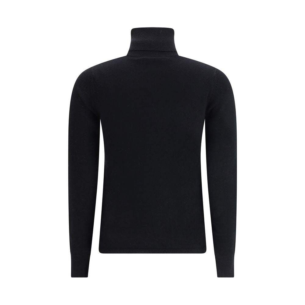 Max Mara Studio Black Wool-Cashmere Slim Turtleneck Sweater