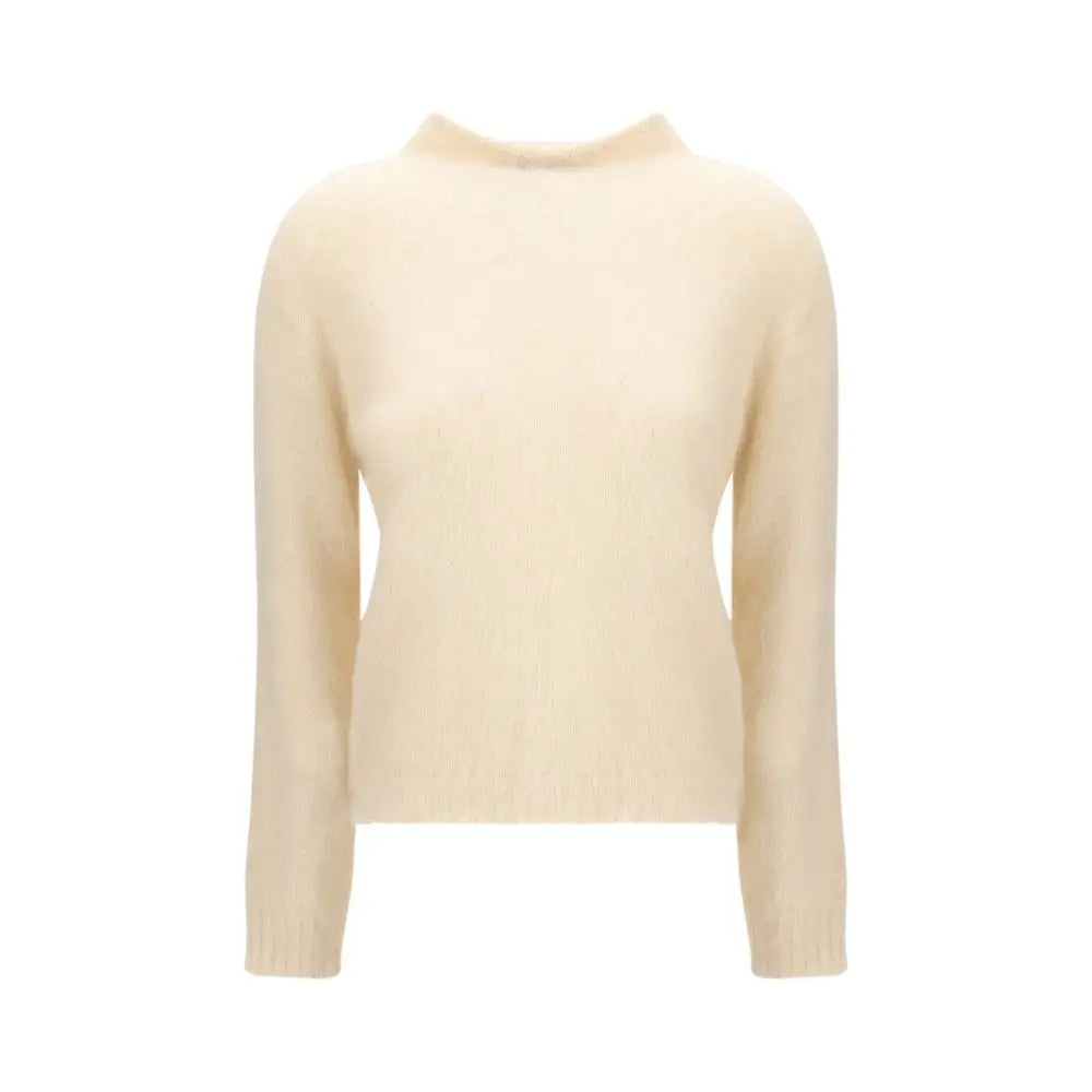 Max Mara Studio Cream Mohair-Blend Turtleneck Sweater Max Mara