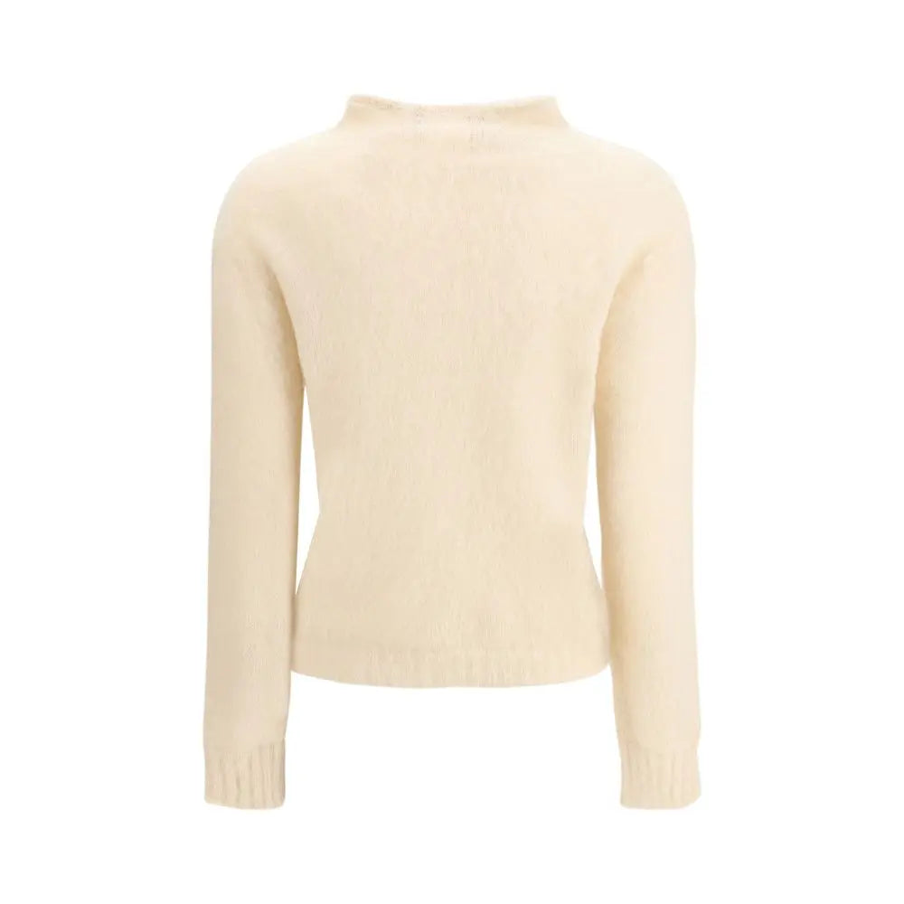 Max Mara Studio Cream Mohair-Blend Turtleneck Sweater Max Mara