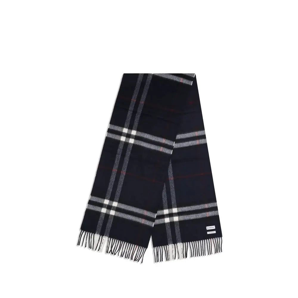 Burberry Cashmere Check Scarf – Blue Iconic Heritage Burberry