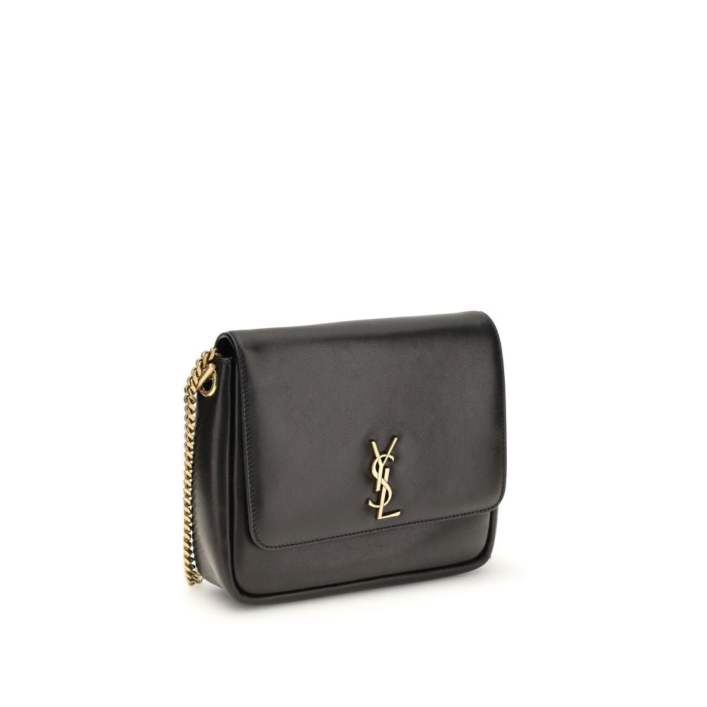 Saint Laurent Classic Leather Shoulder Bag – Black with Gold Chain