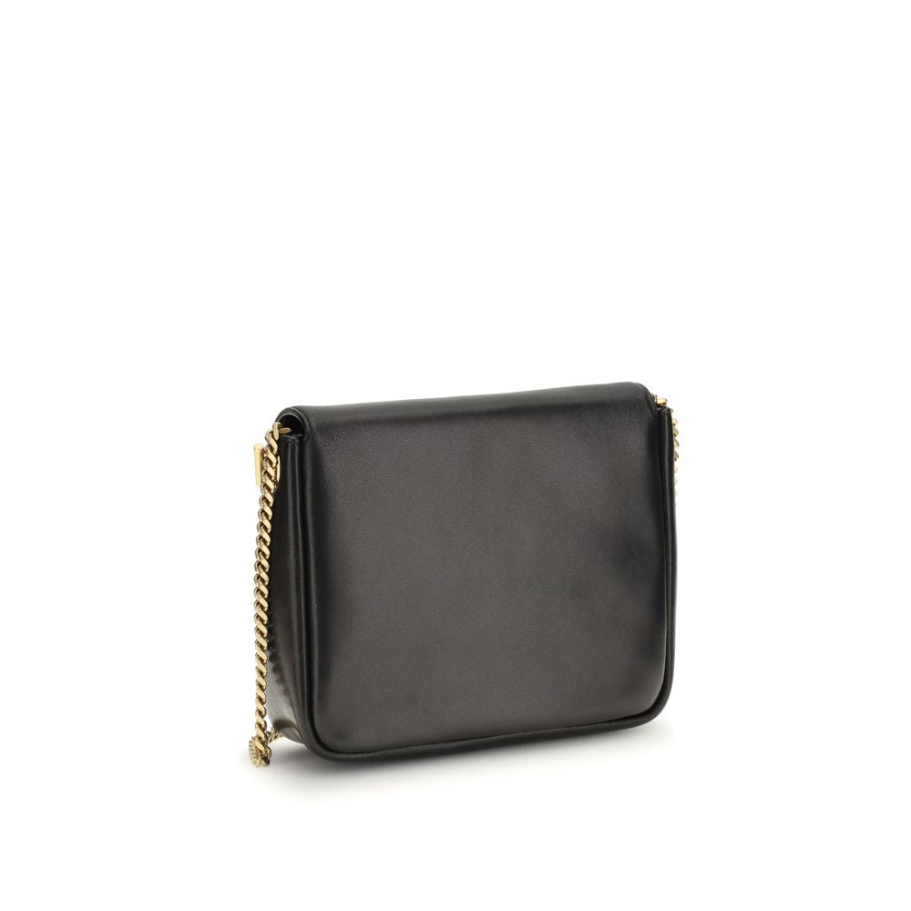 Saint Laurent Classic Leather Shoulder Bag – Black with Gold Chain