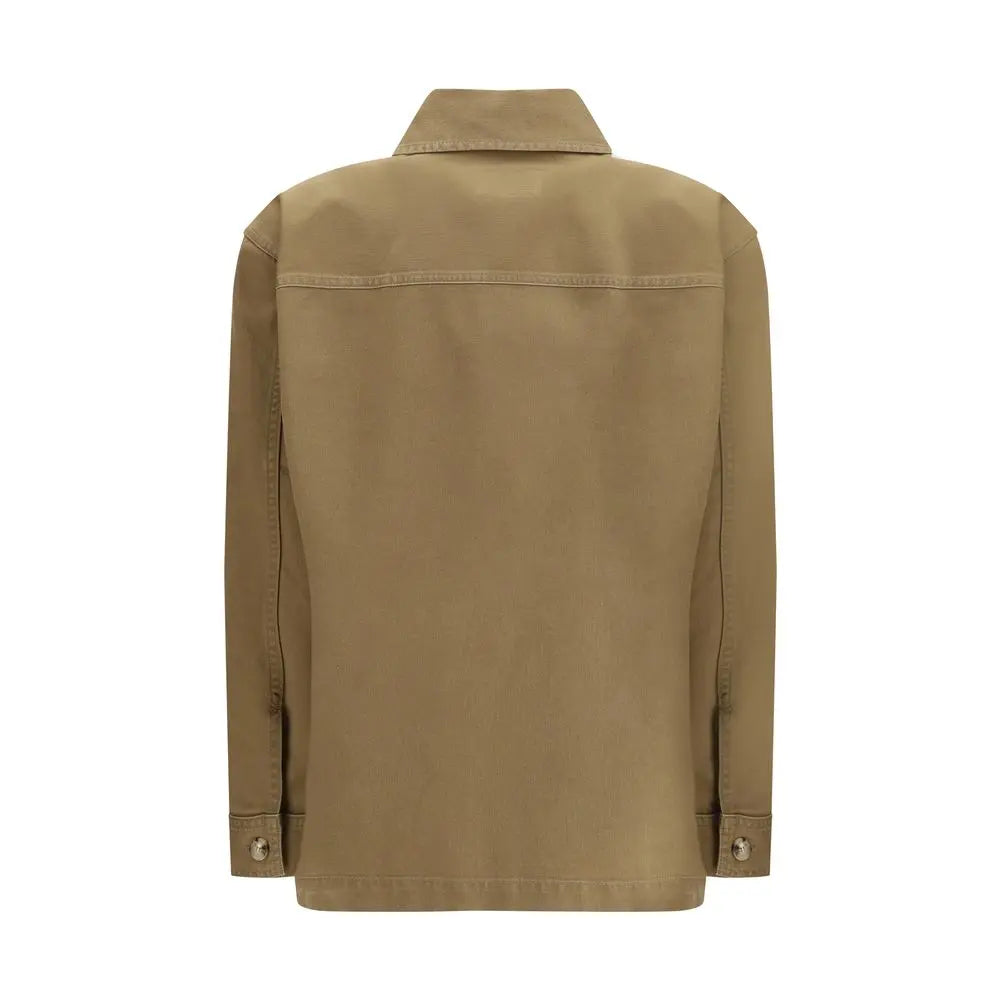 Saint Laurent Cassandre Overshirt – Green Cotton & Linen Gabardine Saint Laurent