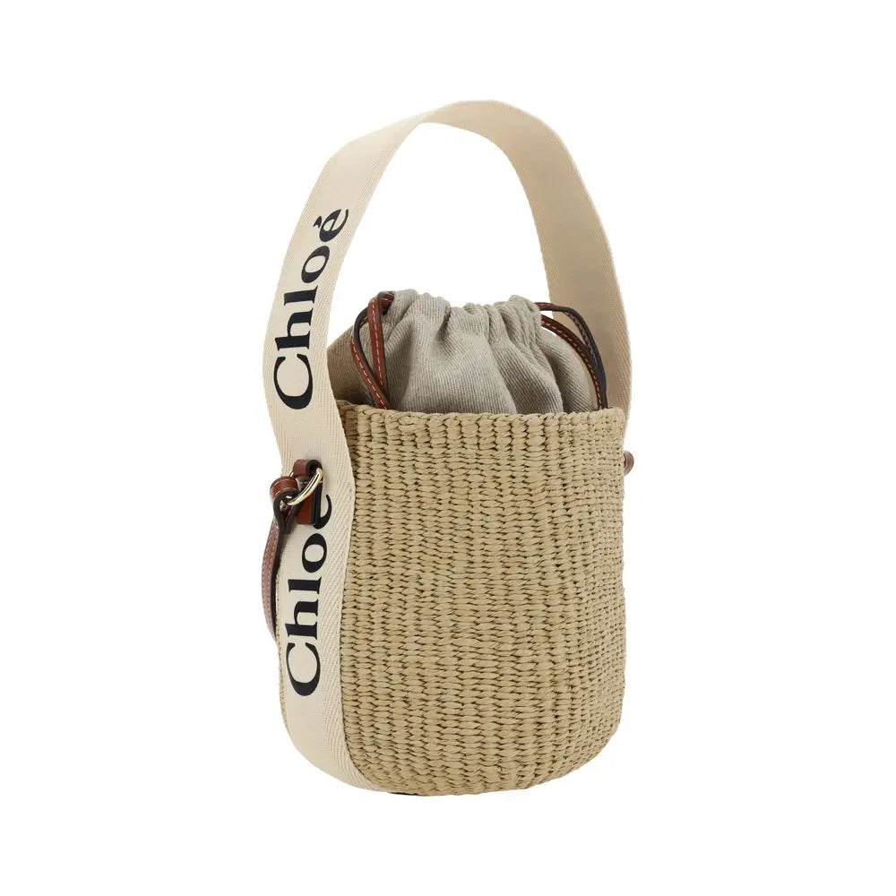 Chloé Mifuko Raffia Bucket Bag – White Canvas Chloé