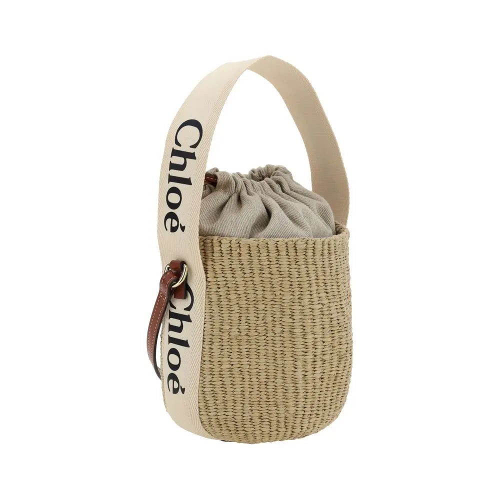 Chloé Mifuko Raffia Bucket Bag – White Canvas Chloé
