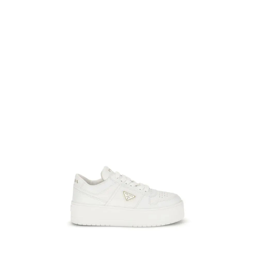 Prada Downtown Bold Sneakers – White Perforated Calf Leather & Platform Sole Prada