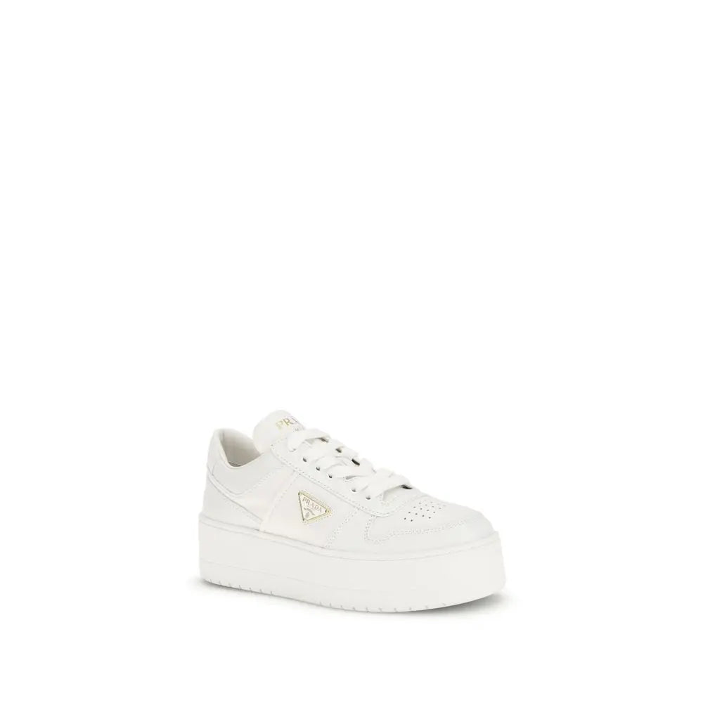 Prada Downtown Bold Sneakers – White Perforated Calf Leather & Platform Sole Prada