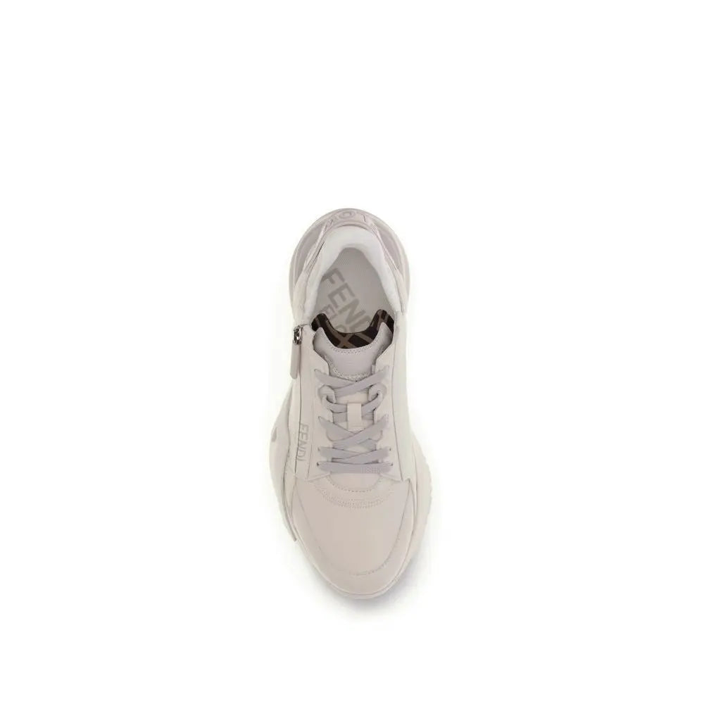 Fendi Flow Running Sneakers – Cream Calf Leather & Rubber Fendi