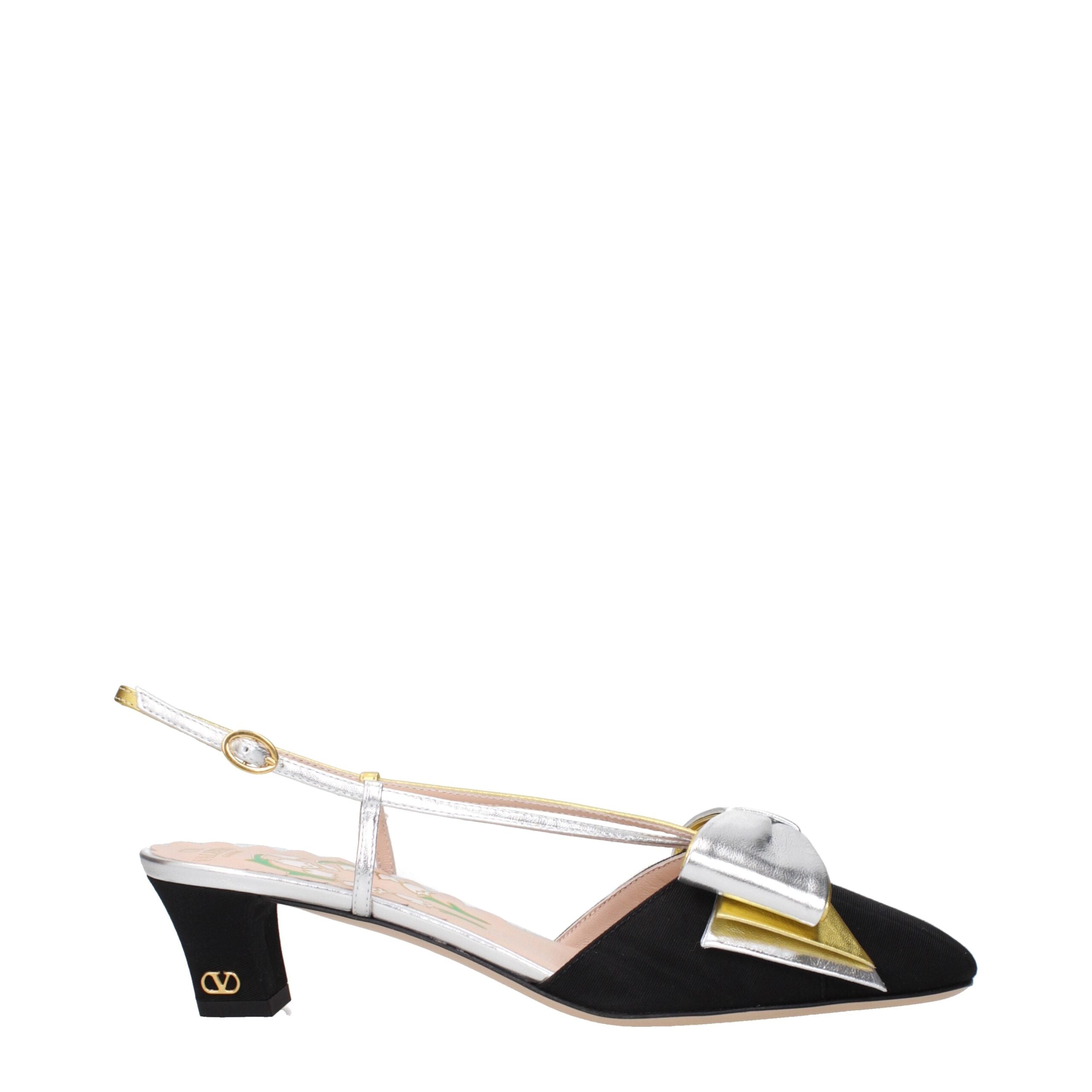 Valentino Garavani Mid Heel Slingback Pumps – Zwart met Metallic Details Valentino Garavani