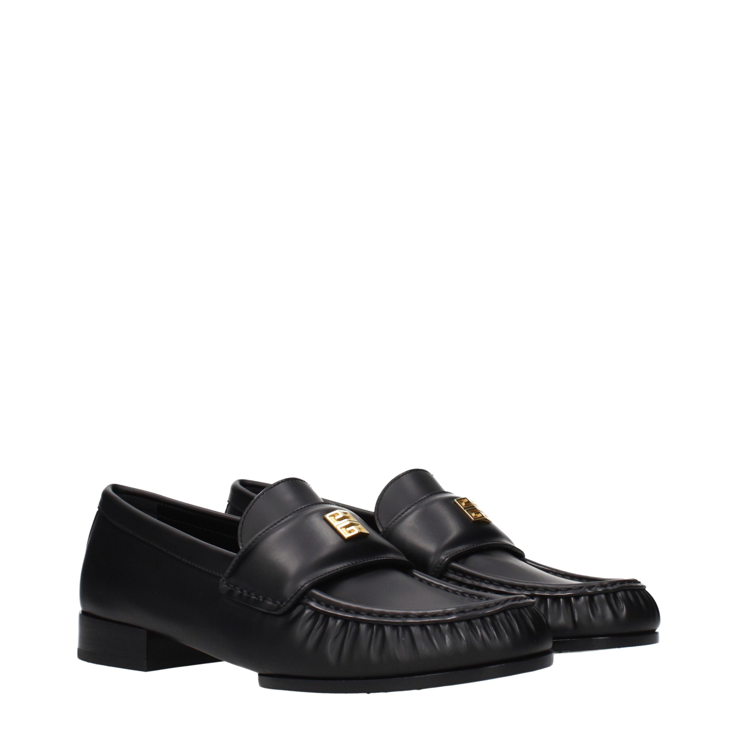 Givenchy Black Leather Slip-On Loafers – Zwart Kalfsleer
