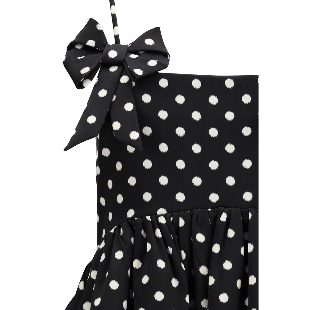 Ganni luxueuze polka-dot satijn elegante mini-jurk