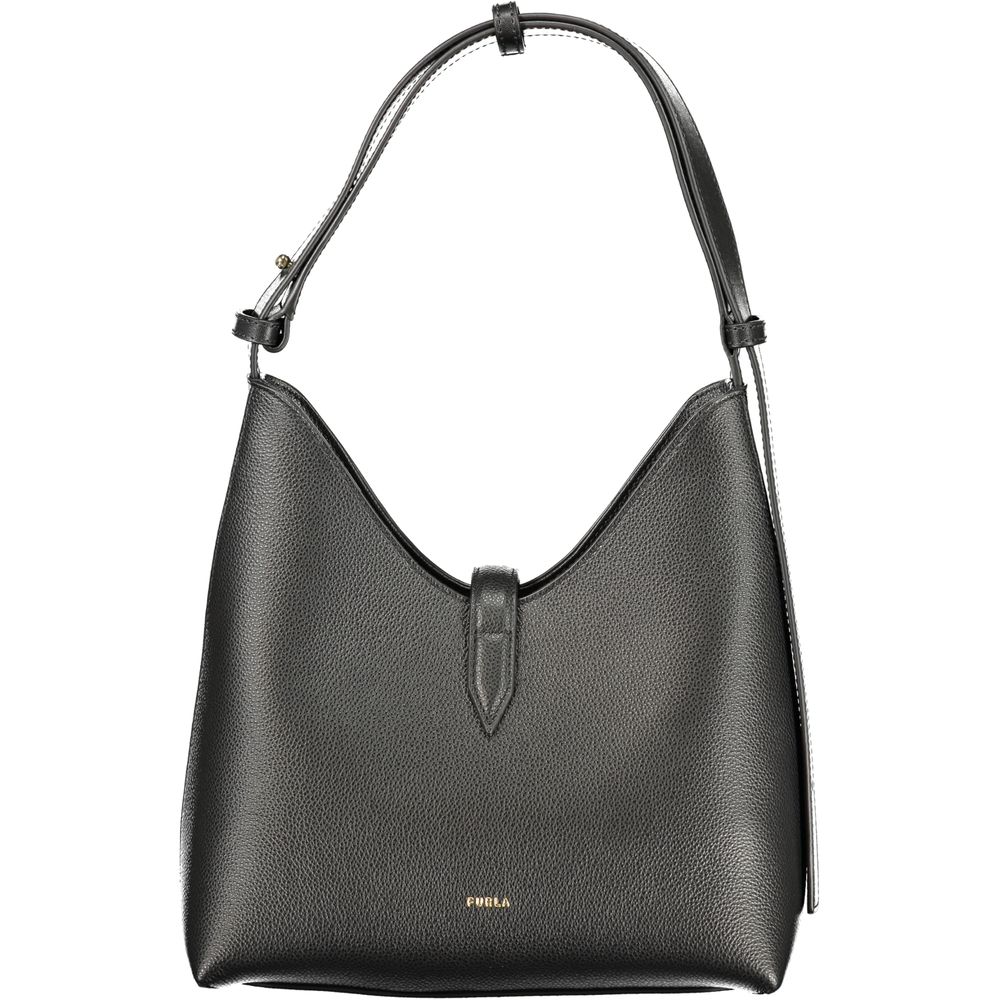 Furla Nero Leather Shoulder Bag with Gold Hardware Furla