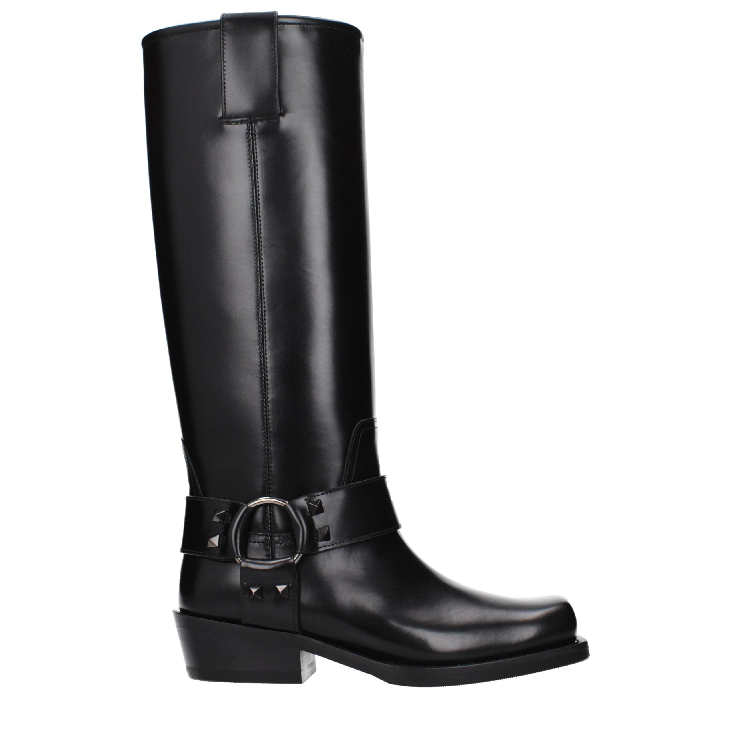 Valentino Garavani Black Leather Boots – Iconic Rockstud Elegance