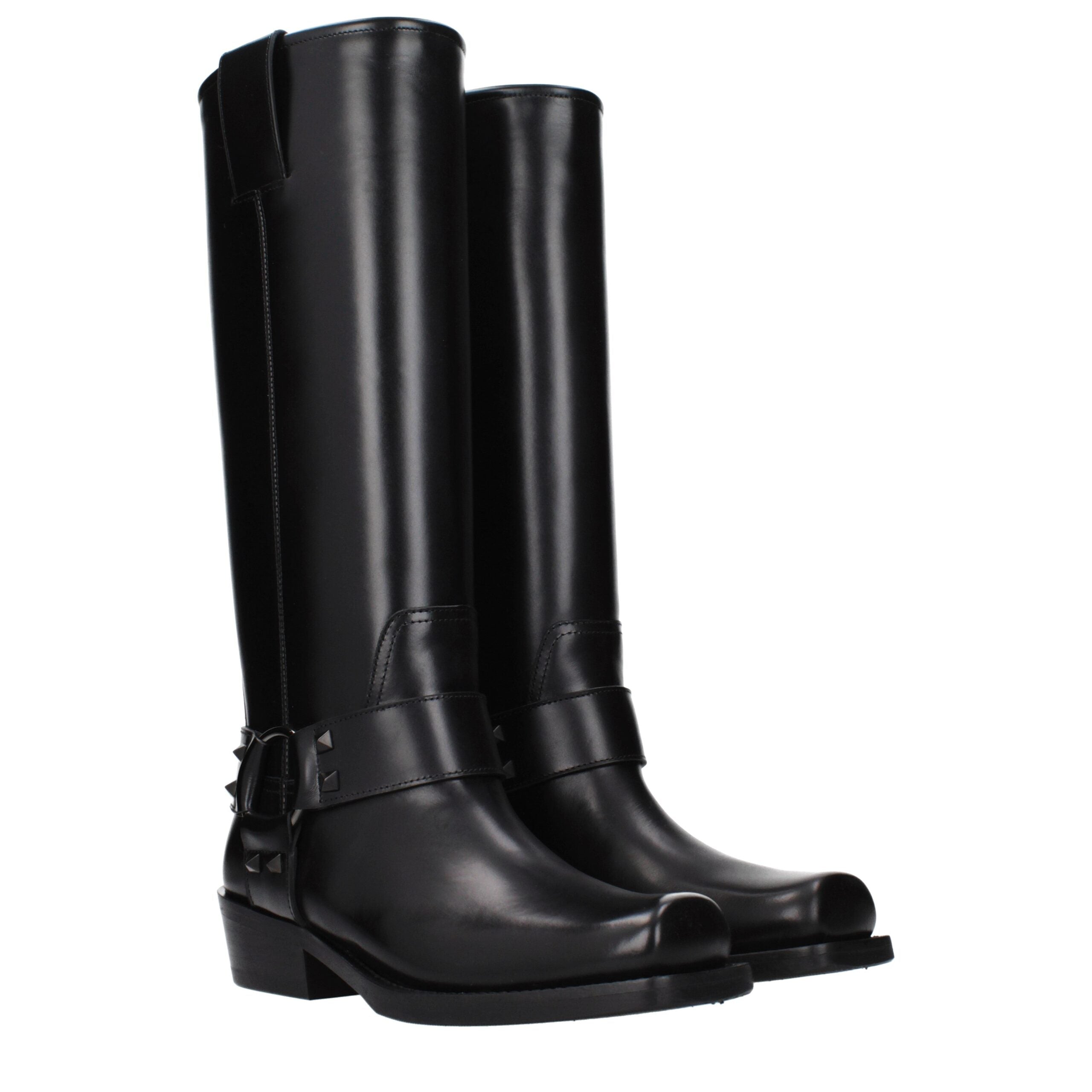 Valentino Garavani Black Leather Boots – Iconic Rockstud Elegance