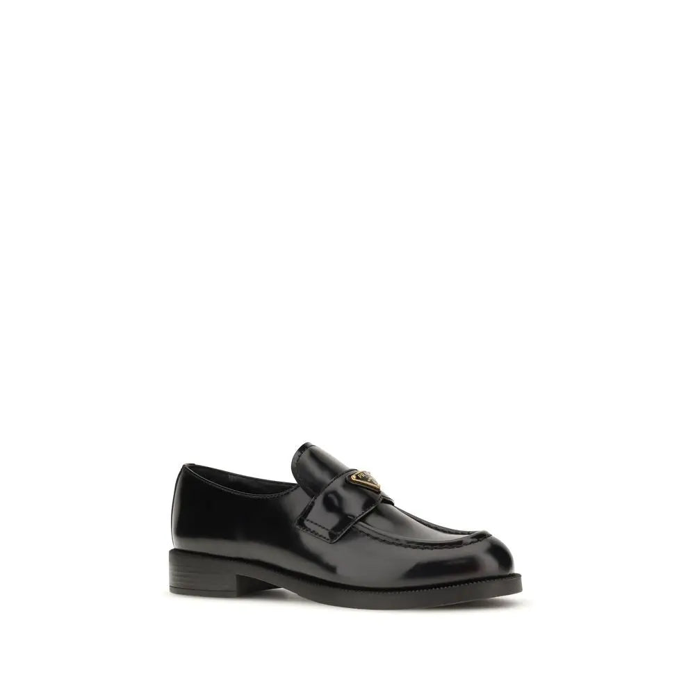 Prada Black Calf Leather Bos Taurus Slip-On Loafers Prada