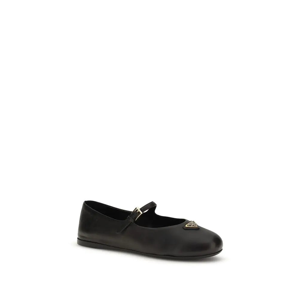 Prada Black Lamb Ovis Aries Aries Ballet Flats Prada