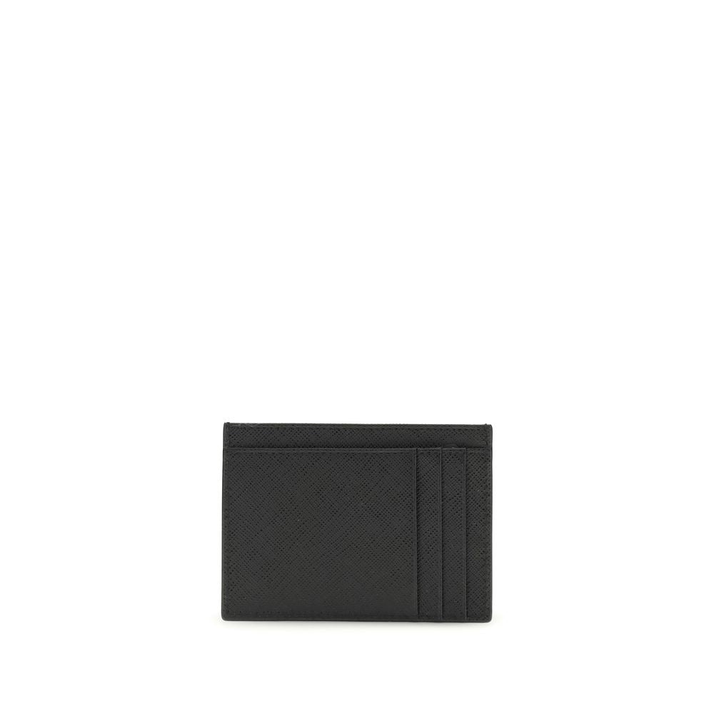 Prada Saffiano Leather Card Holder – Black with Enamel Triangle Logo